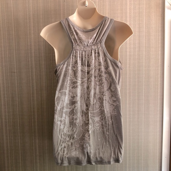 Maurice’s Grey Floral Rhinestone Racerback Tank - Picture 2 of 9
